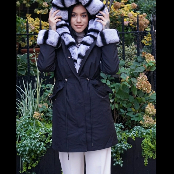 Fur lined Hooded Parker Rex Rabbit - Picture 7 of 8